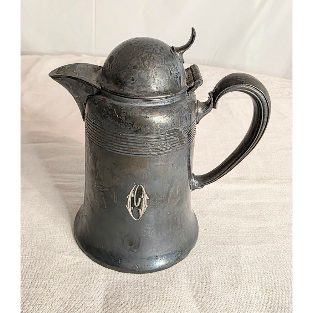 Vtg. New Amsterdam Silver Co. Quadruple Plate #246 Monogram "O" Pitcher 10 oz.